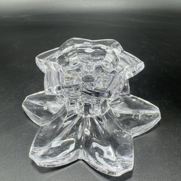 MIKASA Clear Crystal Glass Candle Stick Holder Set 2 Flower Shaped Candle Holder - Picture 9 of 12